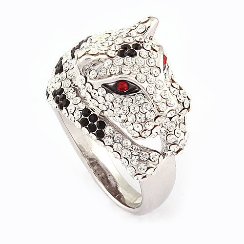 Tiger Shape White Diamond Rings Zinc Alloy Jewelry