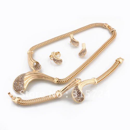 Four Pieces Wearable Light Golden Zinc Alloy Jewelry