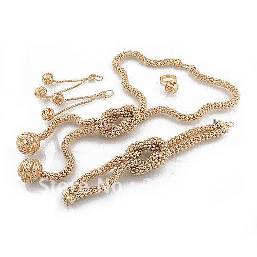Gold Plated Necklace & Earring & Bracelets & Ring Zinc Alloy Jewelry