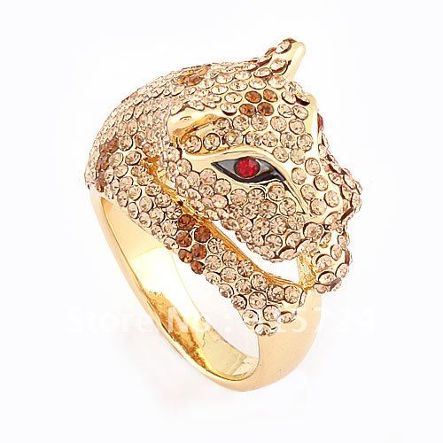 Fine Jewelry Rings Environmental Alloy 21K Gold Electroplate Cz Stone Animals Rings