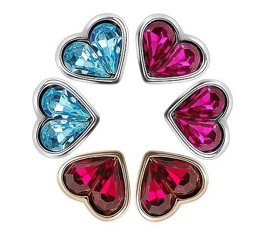 With Crystal Heart Shape Earrings Zinc Alloy Jewelry