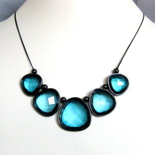 Necklace With Blue Gem Heart Shape Party & Wedding Stainless Steel Jewelry