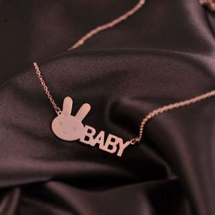 Silver With Rabbit Necklace Stainless Steel Jewelry