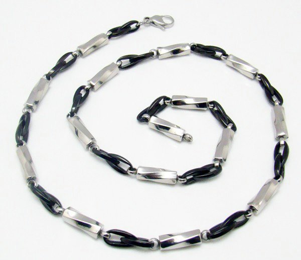 Black & Silver Gift & Party Necklace Stainless Steel Jewelry