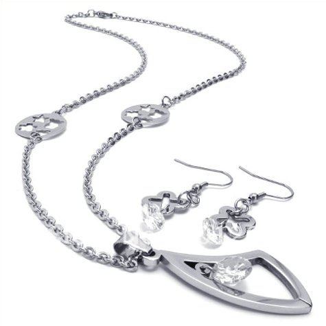 Necklace Earrings Gray Gift Party Wedding Stainless Steel Jewelry
