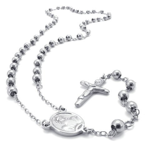 Beads Pendant Necklaces Gray Stainless Steel Jewelry