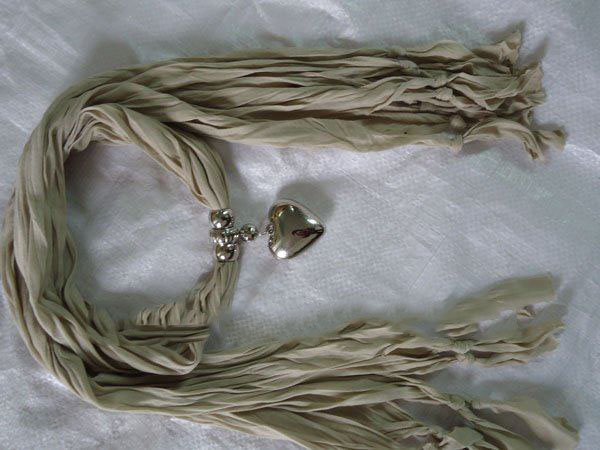 Silver Heart Shape With Scarf Acrylic Jewelry