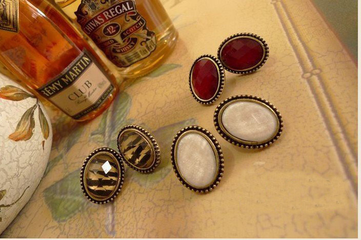 Oval Shape With Big Gem Earrings Acrylic Jewelry