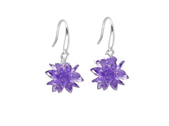 With Crystal Purple Earring Acrylic Jewelry