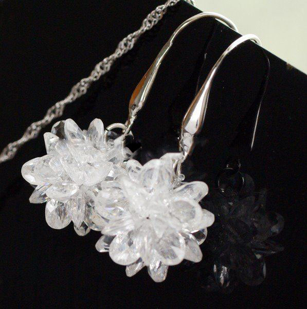 Earring & Necklace Round Shape With Crystal Acrylic Jewelry
