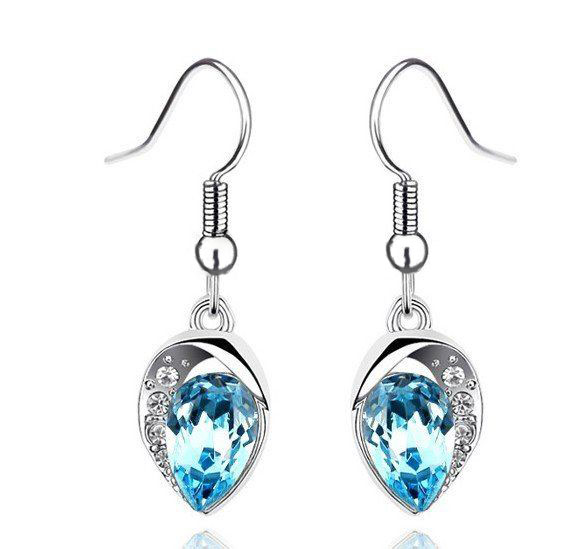 With Blue Crystal Silver Earrings Acrylic Jewelry