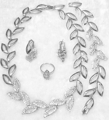 Fashion Jewelry Set, Necklace Earrings Bracelet Ring