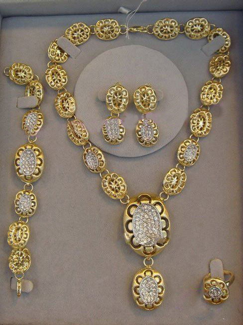 Four Pieces With Diamond Oval Shape Copper Alloy Jewelry