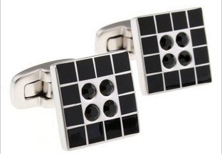 Elegant Black Color Beaded Covered Square Shaped Ear Nails