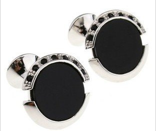 Classic Round Shape Black Beaded Cuff-Link Ear Nails