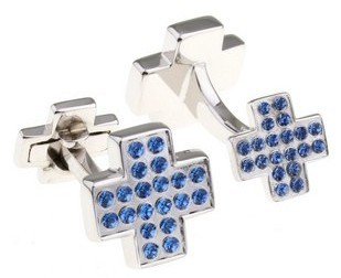 Cross Style Beaded Covered Cuff-Link Copper Alloy Ear Nails