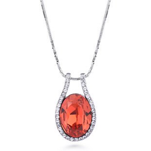 Red Crystal Anti-corrosion Silver Titanium Necklace