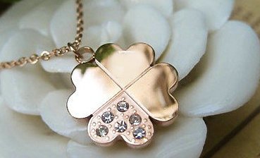 Flower Shape Gold With Diamond Titanium Necklace