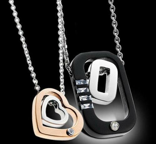 Lovers Silver With Diamond Titanium Jewelry
