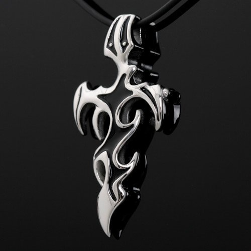 Ion Plating Flame Cross Men's Titanium Jewelry