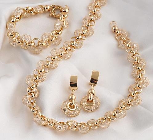 Crystal Earrings & Necklaces & Bracelets Golden Titanium Jewelry