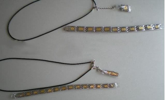 Bracelet & Necklack With Pendant Unisex Titanium Jewelry