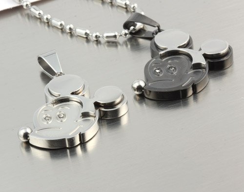 Silver Micky Mouse Necklace Titanium Jewelry