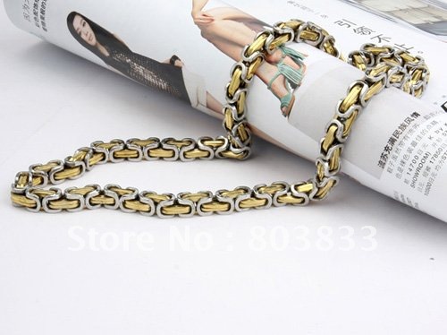 Golden Color Simple Design Stylish Chain Titanium Necklace