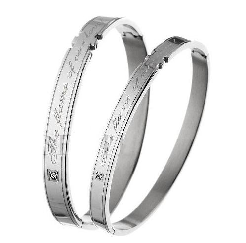 Logo Printed Style Slivery Color Elegant Design Titanium Bracelet