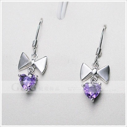 Purple Jewelry With Butterfly Shape Stainless Steel Earrings