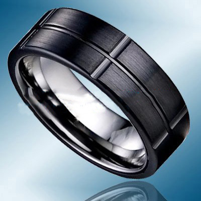 Black Zircon Cearmic Rings Tungsten Jewelry