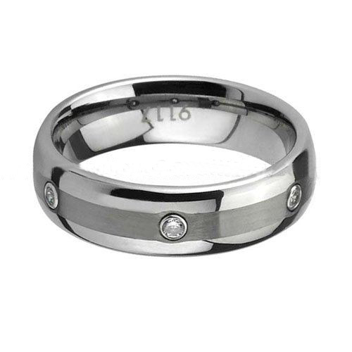 With Diamond Round Shape Rings Tungsten Jewelry