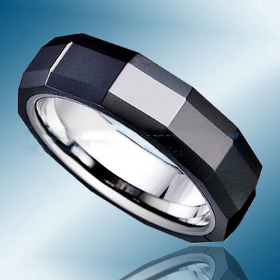 Black With Stripes Ceramic Ring Tungsten Jewelry