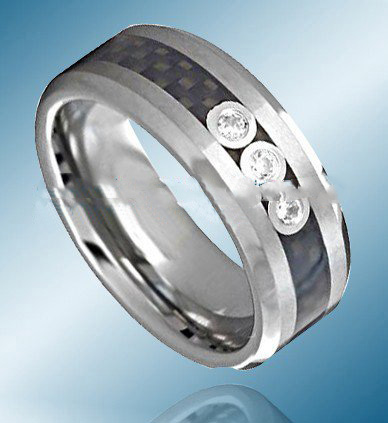 Silver With Diamond Ring Tungsten Jewelry