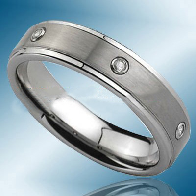 Gray With Diamoond Round Shape Tungsten Jewelry