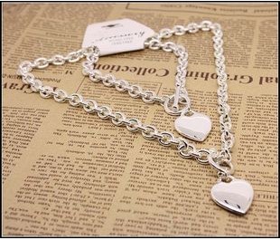 Bracelet & Necklace Engagement & Gift Heart Shape Silver Jewelry