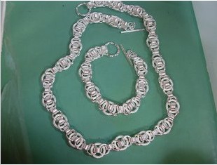 Bracelet & Necklace Chain Shape Stainless Steel Silver Jewelry
