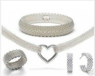 Necklace & Bracelet & Earring & Ring Alloy Round Shape Silver Jewelry