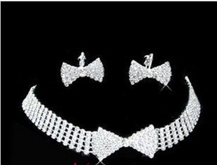 With Diamond Earring & Necklace Stainless Steel Silver Jewelry