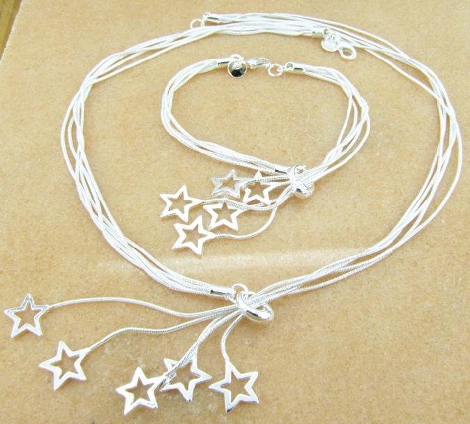 Sterling Silver Jewelry Necklace Bracelet Pendant Set