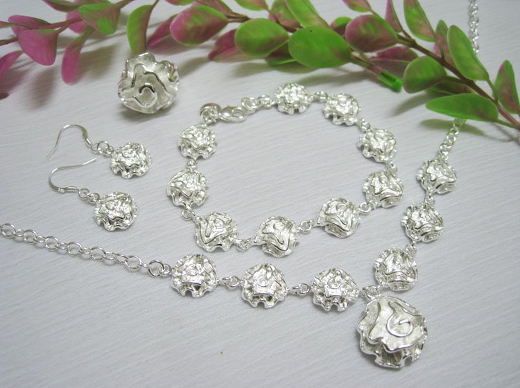 Sterling Necklaces & Bracelets & Earring & Ring With Irregular Images Silver Jewelry