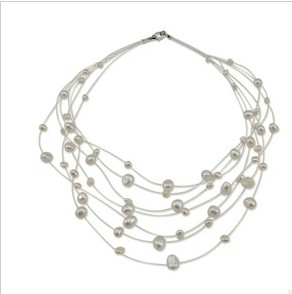 Silver Round Shape Necklace Pearl Jewelry