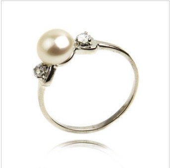 Ring With Diamond Stainless Steel Pearl Jewelry