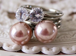 Pink Stainless Steel Ring Pearl Jewelry