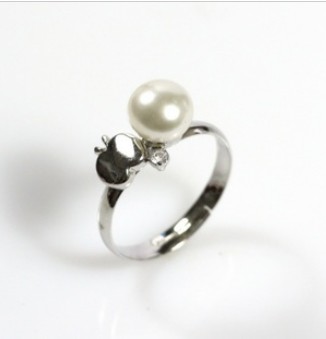 Silver Ring Stainless Steel Pearl Jewelry