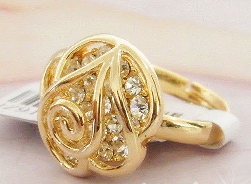 Copper Alloy With Diamond Ring Gold Jewelry
