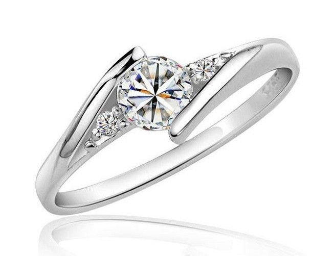With Diamond Silver Rings Platinum Jewelry