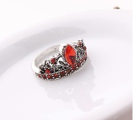 Silver With Red Gem Rings Platinum Jewelry