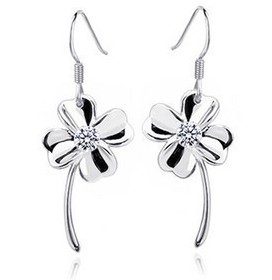 White With Crystal Earrings Platinum Jewelry