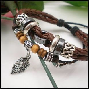 Real Leather Copper Alloy Men's Bracelets & Bangles